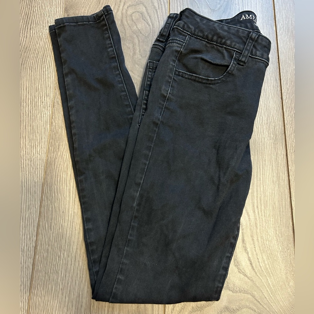American Eagle Super Super Stretch Jegging Black Size 6 Long
